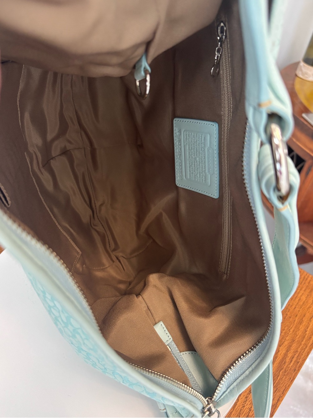 COACH VINTAGE SOHO SIGNATURE, LARGE HOBO SHOULDER BAG, CANVAS/LEATHER NIB - MIST - Picture 11 of 14